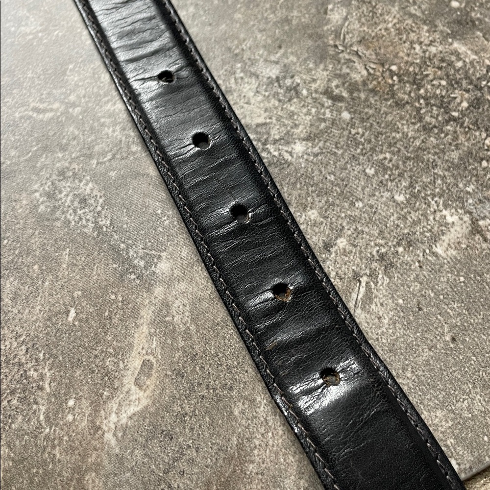 Dark Brown Leather Belt with Solid Brass Buckle - Picture 7 of 7